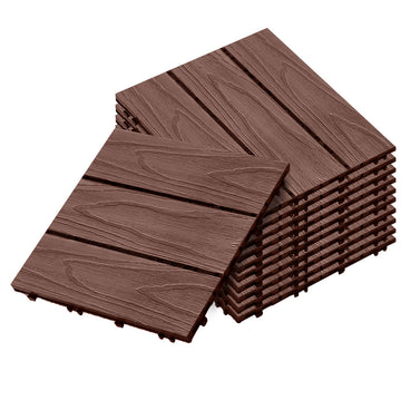 Dark Chocolate DIY Wooden Composite Decking Tiles  Set of 11