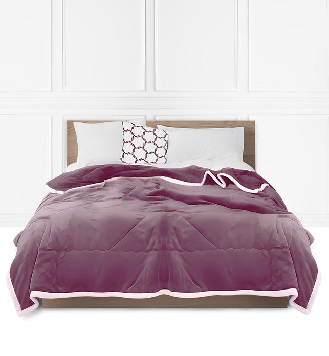 Light Purple Throw Blanket Warm Cozy Double Sided Thick Flannel Coverlet