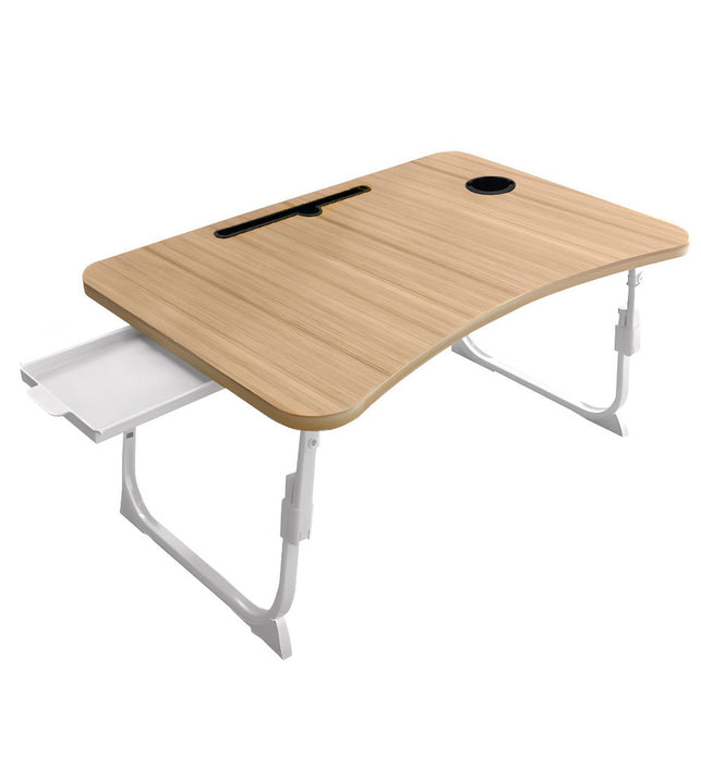 Oak Portable Bed Table With Cup-Holder