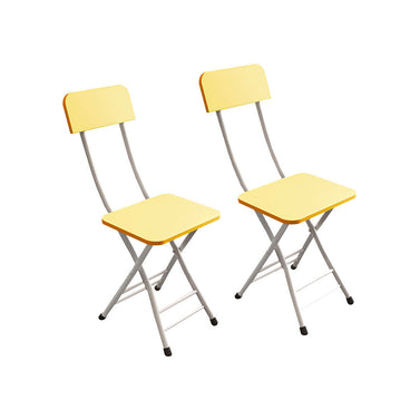 SOGA Yellow Foldable Chair Space Saving Seat Set of 2