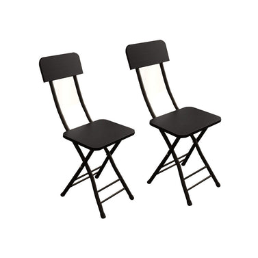 SOGA Black Foldable Chair Space Saving Seat Set of 2
