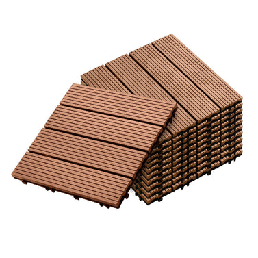 Red Brown DIY Wooden Composite Decking Tiles  Set of 11