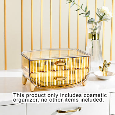 2 Tier Golden Yellow Multifunctional Countertop Cosmetic Storage Organiser