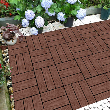 Dark Chocolate DIY Wooden Composite Decking Tiles  Set of 11