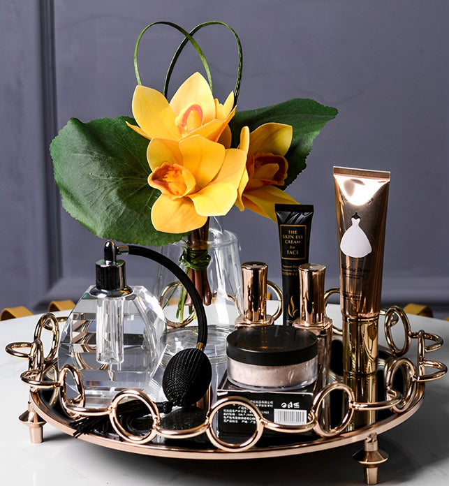 38cm Round Vanity Tray Organiser with Handles sogainternational