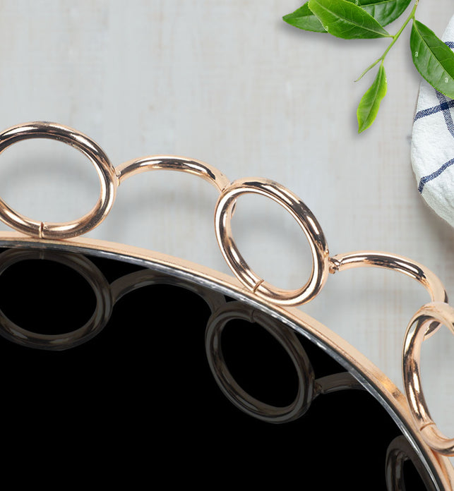 38cm Round Vanity Tray Organiser with Handles sogainternational