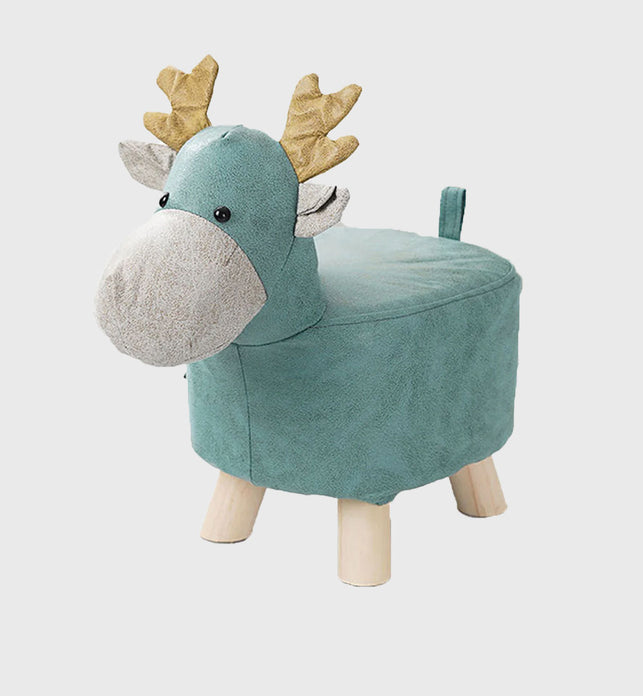 Green Kids Ottoman Stool Deer Character Bench Seat