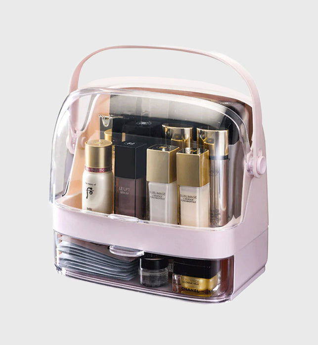 2 Tier Pink Countertop Makeup Storage Organiser
