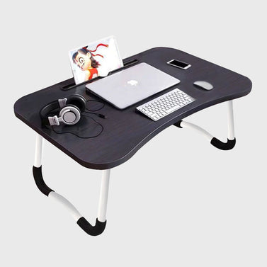 Black Foldable Study Bed Table Adjustable Portable Desk Stand With Notebook Holder