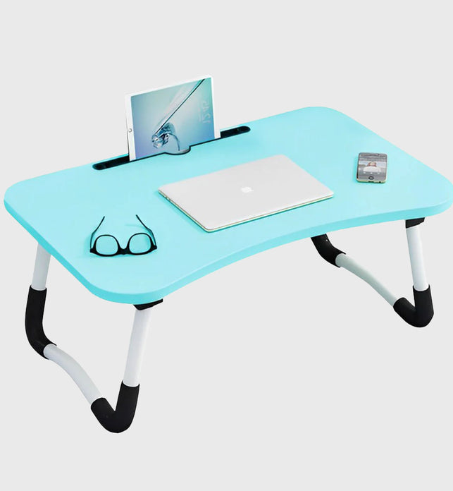 Blue Foldable Study Bed Table Adjustable Portable Desk Stand with Notebook Holder