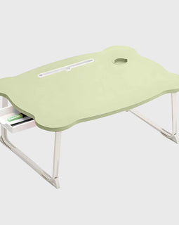 Green Portable Bed Table With Mini Drawer and Cup-Holder