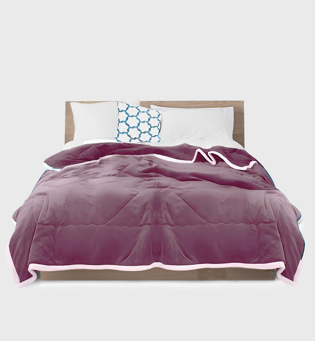 Light Purple Throw Blanket Warm Cozy Double Sided Thick Flannel Coverlet