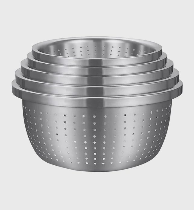 Stainless Steel Metal Basket Strainer 5PCS Set B