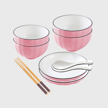 Pink Ceramic Dinnerware Set of 6