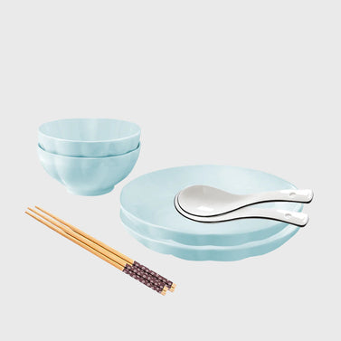 Light Blue Ceramic Dinnerware Set of 4