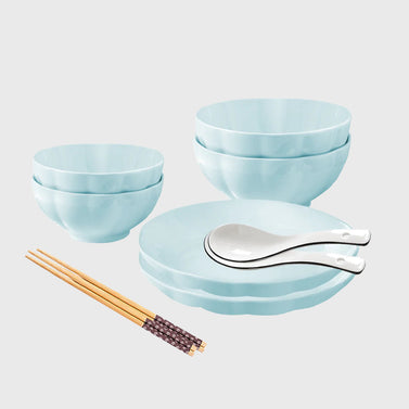 Light Blue Ceramic Dinnerware Set of 6