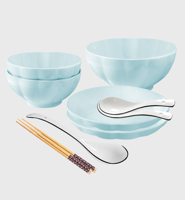 Light Blue Ceramic Dinnerware Set of 5