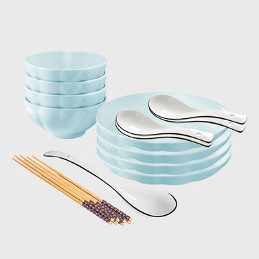 Light Blue Ceramic Dinnerware Set of 8