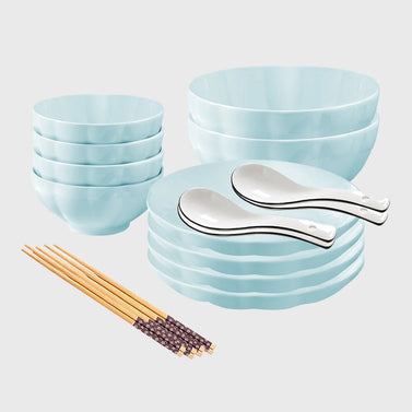 Light Blue Ceramic Dinnerware Set of 10