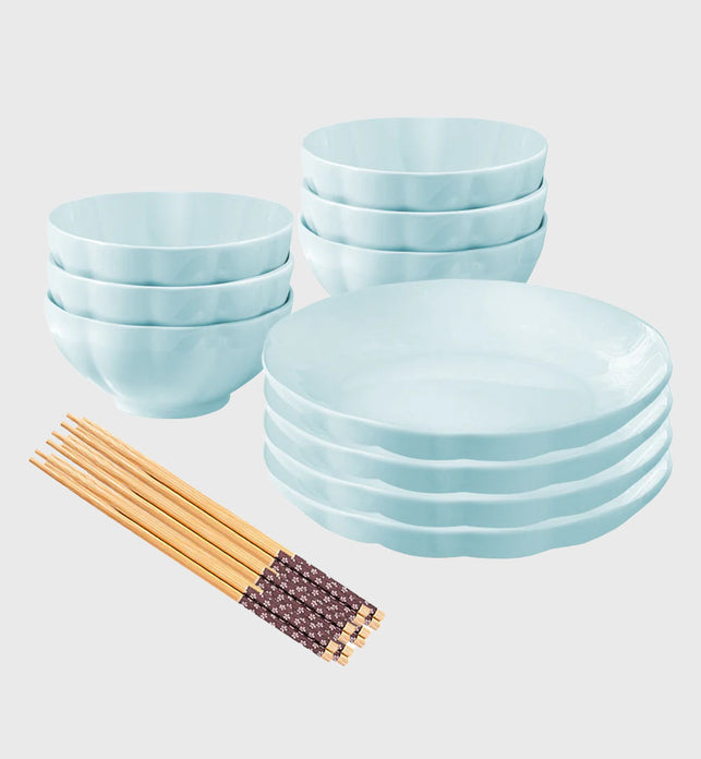 Light Blue Ceramic Dinnerware Set of 10