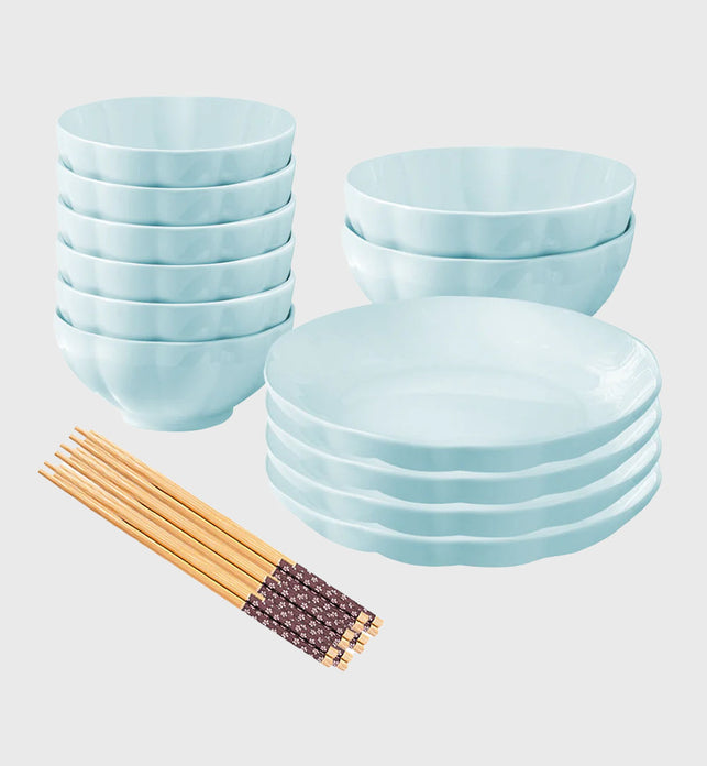 Light Blue Ceramic Dinnerware Set of 12