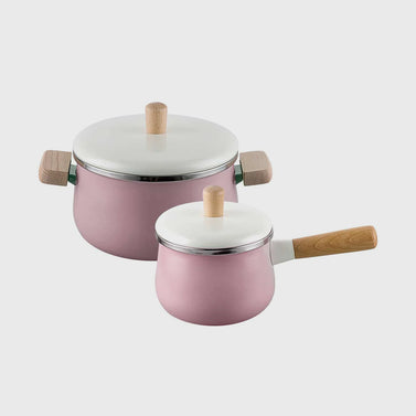 Pink Ceramic Saucepan Stockpot Set