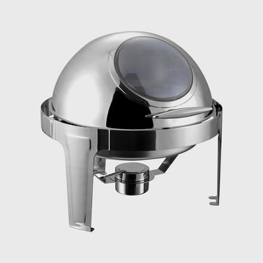 6L Round Stainless Steel Food Warmer with Glass Roll Top