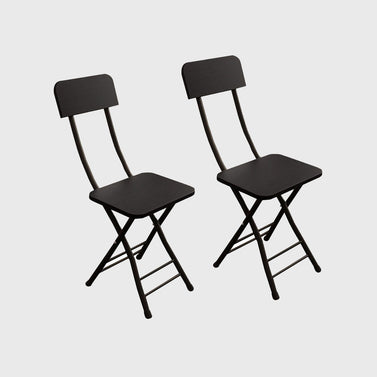 SOGA Black Foldable Chair Space Saving Seat Set of 2