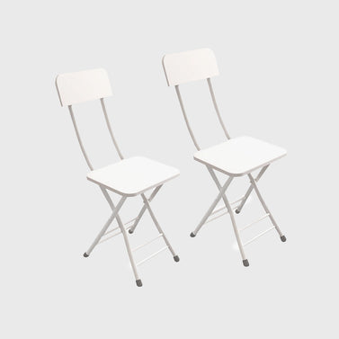 SOGA White Foldable Chair Space Saving Seat Set of 2