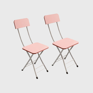 Foldable Chair Space Saving Seat Set of 2 Pink