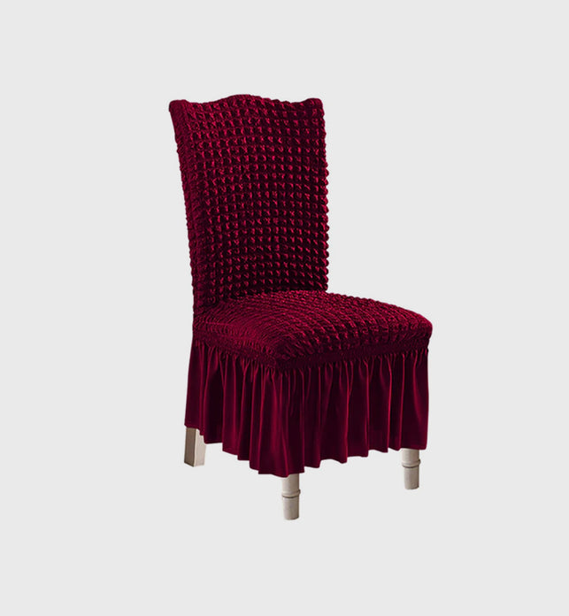 Burgundy Chair Cover Seat Protector with Ruffle Skirt