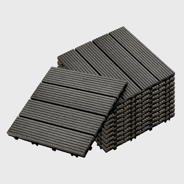 Grey DIY Wooden Composite Decking Tiles  Set of 11