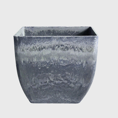 27cm Weathered Grey Square Resin Planter