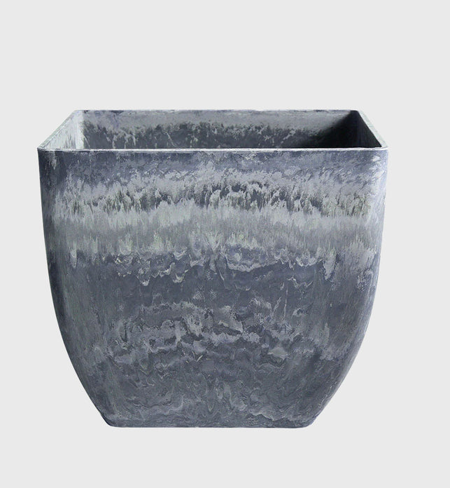 32cm Weathered Grey Square Resin Planter