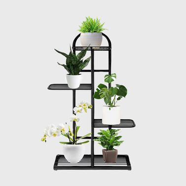 4 Tier Black Metal Plant Flowerpot Display Rack