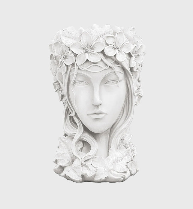 Resin Flower Pot Decor White