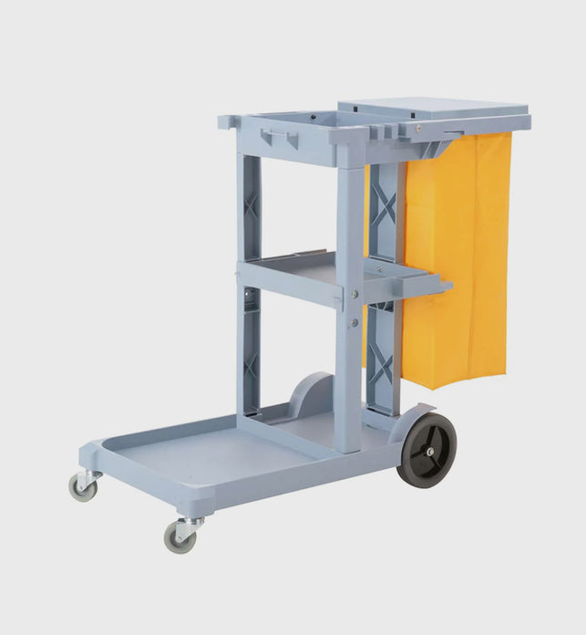 3 Tier Multifunction Janitor Cart and Bag with Lid Blue