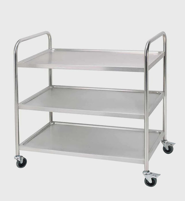 3 Tier Stainless Steel Utility Cart Round 86x54x94cm Large