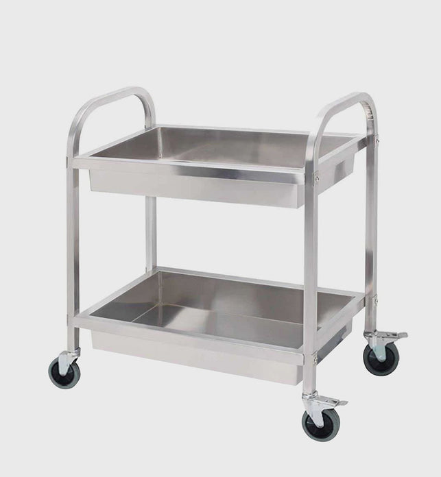 2 Tier Stainless Steel Utility Cart 75×40×83cm Small