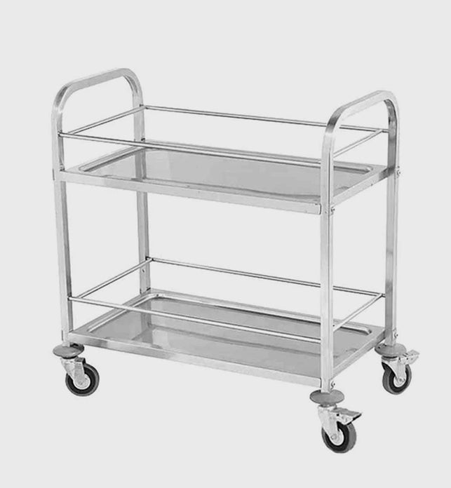 2 Tier Stainless Steel Utility Cart 95x50x95cm Large
