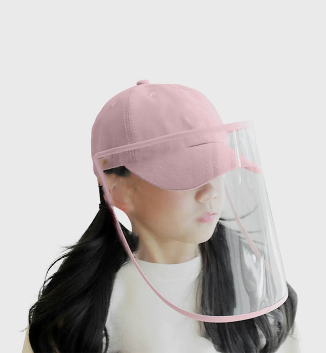 Outdoor Protective Hat Full Face HD Shield Cover Kids Pink