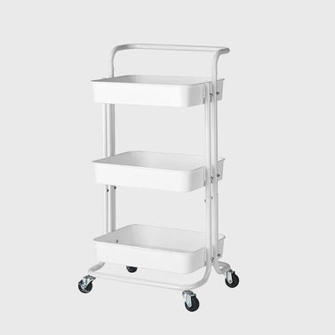 3 Tier Steel White Movable Kitchen Cart