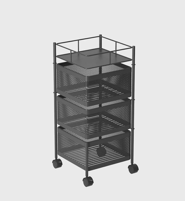 3 Tier Steel Square Rotating Kitchen Cart