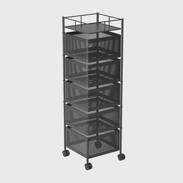 5 Tier Steel Square Rotating Kitchen Cart