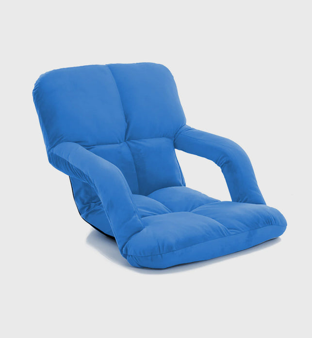 Foldable Floor Recliner Lazy Chair with Armrest Blue