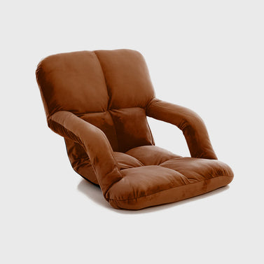 Foldable Floor Recliner Lazy Chair with Armrest Coffee