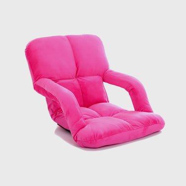 Foldable Floor Recliner Lazy Chair with Armrest Pink