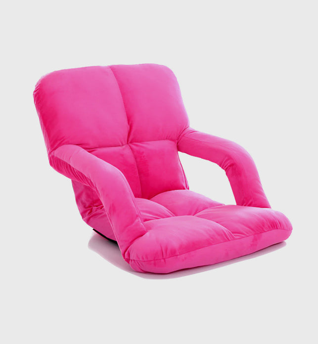 Foldable Floor Recliner Lazy Chair with Armrest Pink