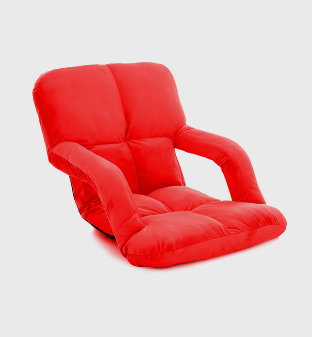 Foldable Floor Recliner Lazy Chair with Armrest Red