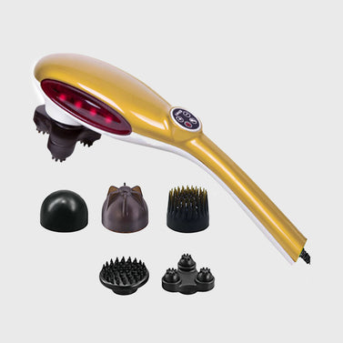 6 Heads Handheld Massager with Soothing Heat Yellow